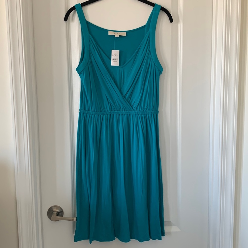 NWT LOFT Teal Blue Sleeveless Dress Size Small
